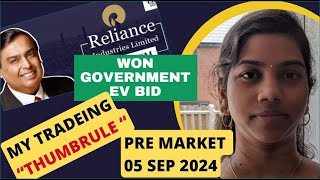 quot Reliance Won EV BID amp My Trading Rulesquot PreMarket Report Nifty amp Bank Nifty 05 Sep 2024 Range [upl. by Parfitt]