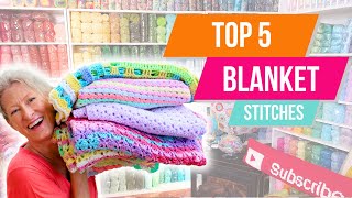 Top 5 SIMPLE Two Row Repeat Crochet Stitches for Blankets [upl. by Drummond431]