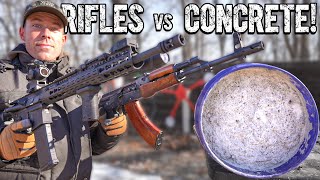 AR15 vs AK47 vs 100lbs of CONCRETE Penetration Test [upl. by Airret]