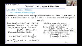 CHIMIE Terminale DChapitre 3Les couples Acide  Base [upl. by Eenel697]