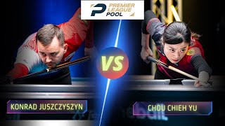 KONRAD JUSZCZYSZYN VS CHOU CHIEH YU  PREMIER LEAGUE POOL 2023 billiards nineball 9ballpool [upl. by Zhang]