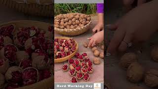 The Process Of Cracking Red Walnuts [upl. by Brookner756]