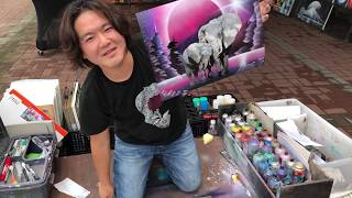 Street Artist Speed Painting Elephant Spray Art Eden [upl. by Madda]