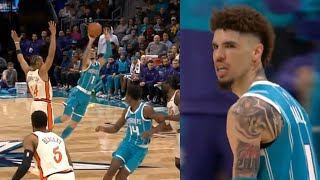 LaMelo Ball hits INSANE offbalance logo 3 with defender all over him vs Pistons 😱 [upl. by Meeharb483]