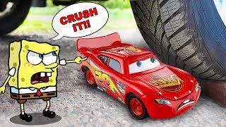 Noo Spongebob  No Crushing Lightning Mcqueen Car 🚓 Crushing Crunchy amp Soft Things by Car [upl. by Surbeck]