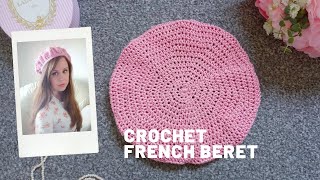 CROCHET EASY FRENCH BERET  Crochet Traditional Spring BeretHatCap For Beginners amp Free Pattern [upl. by Twelve]