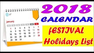 2018 calendar with holidays [upl. by Bertine502]