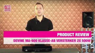 Review Devine MA600 klasseAB versterker 2x 500W  Bax Music [upl. by Anerda738]