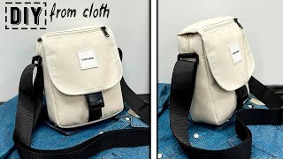 DIY Crossbody Bag From Cloth Making at Home  Cotton Purse Design [upl. by Sacttler]