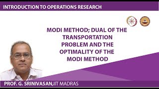 MODI method Dual of the transportation problem and the optimality of the MODI method [upl. by Blossom58]