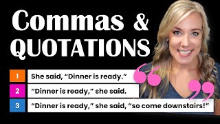 How to Use Commas with Speech Marks in Dialogue Quotation Marks  English Punctuation Rules [upl. by Notwal]