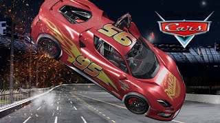 Lightning McQueens Big Crash  Cars Movie Remake  BeamNGDrive Movie [upl. by Eseila]