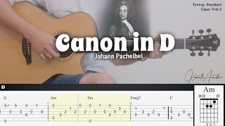 Canon in D  Johann Pachelbel  Fingerstyle Guitar  TAB  Chords  Lyrics [upl. by Etnahsal]