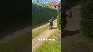 The bone shaker 😂 notyres diybike madethis contraption theboneshaker skullbreaker death [upl. by Egroej]