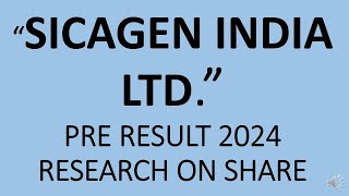 SICAGEN INDIA LTD SHARE RESEARCH  LATEST NEWS ON SICAGEN INDIA LTD  NEWS ON SICAGEN INDIA TODAY [upl. by Aiduan]