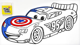 Howtodraw CAPTAIN McQUEEN  CARS 3 LIGHTNING McQUEEN Drawing and Coloring Pages  Tim Tim TV [upl. by Tomi71]