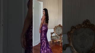 Jovani one shoulder purple beaded prom 2024 [upl. by Esela52]