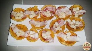 Canasticas De Platano Rellenas Con Queso Mozarrella y Tocino Deliciosas [upl. by Assirahs515]