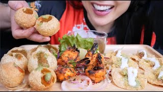 PANI PURI  TANDORI SHRIMP ASMR EATING SOUNDS LIGHT WHISPERS  SASASMR [upl. by Danczyk]