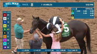 Anisette wins the Del Mar Oaks GrI race 8 at Del Mar 81923 [upl. by Ahseiuqal]