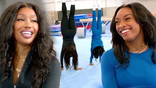 SZA and Simone Biles in HANDSTAND Competition [upl. by Ramhaj]