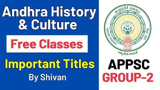 AP History Free Class7  Important Personalities amp Titles  APPSC Group2 Mains shivansir [upl. by Geis279]