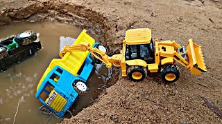 Tipper Truck Accident Big Pit Pulling Out JCB  Dump Truck  Swaraj Tractor  JAGGU Kids Toy [upl. by Ytsur]