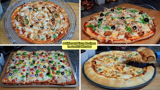 4 Different Pizza Recipes Without Oven  With Oven  No Dough and No Kneading At Home [upl. by Beeck224]