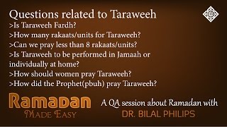 QA  Questions related to Taraweeh [upl. by Ewold590]