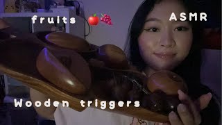 Tapping Wooden Fruits with Long Nails ASMR  Wooden Triggers [upl. by Elraet]