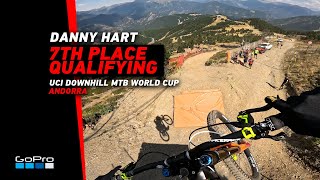 GoPro Danny Hart 7th Place Qualifying in ANDORRA  2023 UCI Downhill MTB World Cup [upl. by Atilrak735]