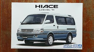 Aoshima 124 Toyota Hiace Super Custom G KZH100G 99  Plastic Model Kit Unboxing [upl. by Farant]