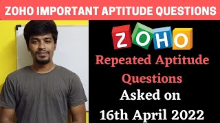 Zoho Important amp Repeated Aptitude Questions  Asked on 16th April 2022  Incubation Test  BiNaRiEs [upl. by Seldun]