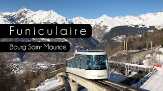 Funiculaire  Bourg Saint Maurice  Arc 1600  Les Arcs  winter 2022  France  Alps [upl. by Ming597]