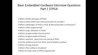 Basic Embedded Hardware Interview Questions Part 1 FPGA [upl. by Alarick]