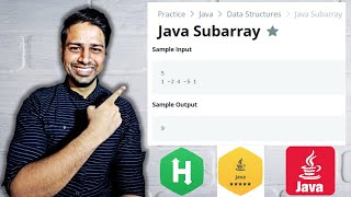 HackerRank  Java  SubArray  Certification  Gold Badge [upl. by Oliana]