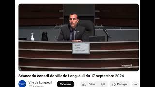 CONSEIL DE VILLE LONGUEUIL 17 SEPT 2024  CERFS [upl. by Atalie531]