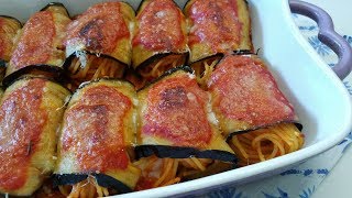 Involtini di melanzane con spaghettisemplici e veloci [upl. by Nimrac]