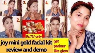 Step by step Gold facial at home only Rs 75😱joy gold facial kit review amp demo [upl. by Krasner]