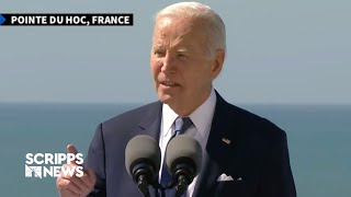 President Biden speaks from Pointe Du Hoc in DDay commemoration [upl. by Hadlee]