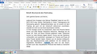 Deutsch B2  Einen Brief schreiben  Eine Beschwerde formulieren  Beispiel 2 [upl. by Ertnom]