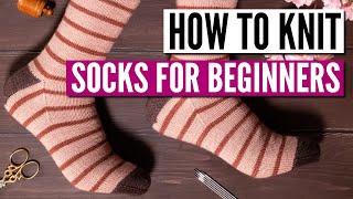 How to knit socks for beginners  Step by step tutorial really easy pattern [upl. by Atnomed454]