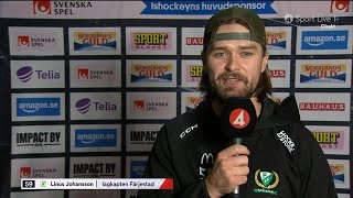 Linus Johansson inför rivalmötet  Färjestad BK  Frölunda HC  20241010 [upl. by Dehnel]