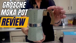 GROSCHE Milano Moka Pot Review ☕  Stovetop Espresso Maker for Perfect 6Cup Coffee [upl. by Adamek]