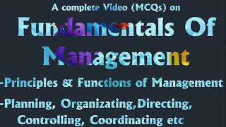 Fundamentals of management MCQs EP 1  principle and function of management [upl. by Johny406]