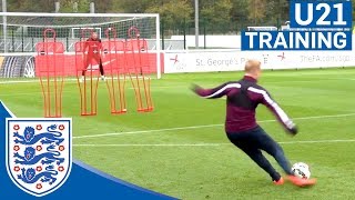 Kane Pritchard Baker amp Eric Dier England U21 Freekick Practice  Inside Training [upl. by Dnomar]