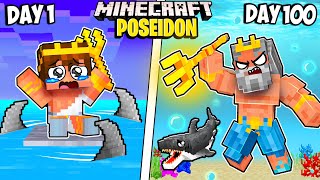 I Survived 100 Days as POSEIDON in Minecraft [upl. by Ernst965]