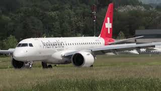 Helvetic Airways Embraer E190 E2 HBAZD landing at Bern Airport [upl. by Lizzie]