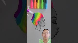 Rambut Warna Pelangi ⁉️ art puffy drawing rainbow [upl. by Anim]