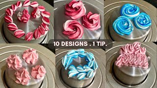 Piping Tutorial Learn How to Pipe 10 Designs using Wilton 1M Tip  Cake Decorating Ideas [upl. by Lillith]